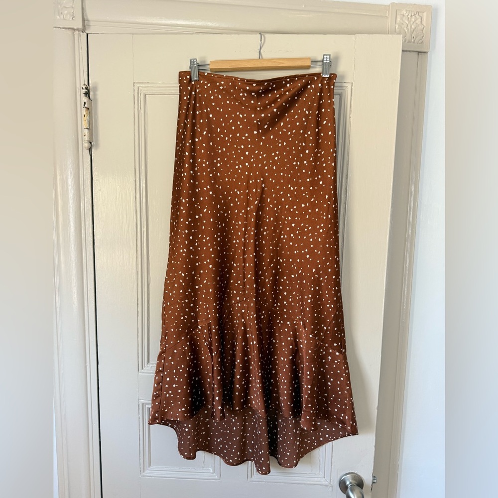 Abercrombie & Fitch Brown Polka Dot Maxi Skirt